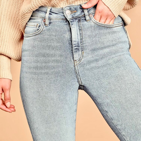 HP⭐️FREE PEOPLE Raw High-Rise Jeggings NWT 27 Acid - Picture 7 of 16